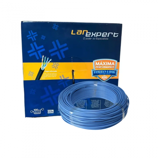 CABO DE REDE 100% COBRE CAT5 AZUL 4P LAN EXPERT CAIXA 100M CABO DE REDE 100% COBRE CAT5 AZUL 4P LAN EXPERT CAIXA 100M