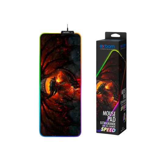 MOUSEPAD EXBOM MP-LED3080 GAMER EXTRA GRANDE LED RGB 30x 80 x 4MM ESTAMPAS VARIADAS
