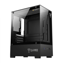 GABINETE GAMER NIGHT MEGALON CLANM PRETO LATERAL EM  VIDRO SEM FONTE