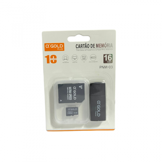 CARTAO DE MEMORIA 16GB PNM-03 A GOLD COM ADAPTADOR SD USB