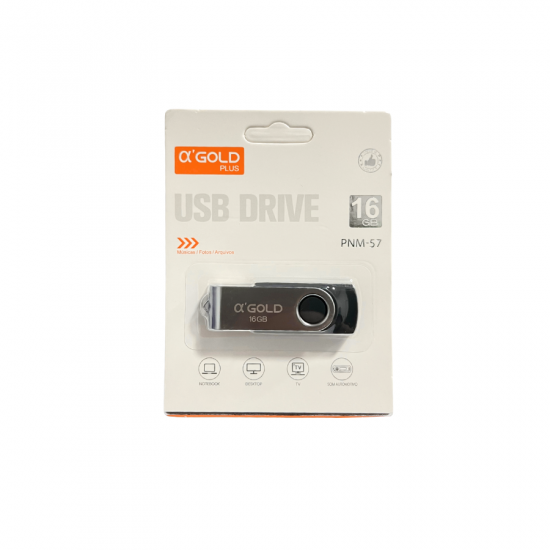 PENDRIVE 16GB PNM-57 USB A GOLD PRETO
