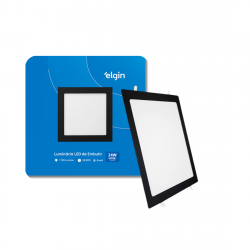 LUMINARIA LED 24W EMBUTIR QUADRADO ELGIN BRANCA FRIA 6500K PRETO