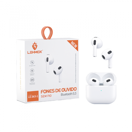 FONE DE OUVIDO SEM FIO LE-363-1 BLUET 5.3 BRANCO LEHMOX FONE DE OUVIDO SEM FIO LE-363-1 BLUET 5.3 BRANCO LEHMOX