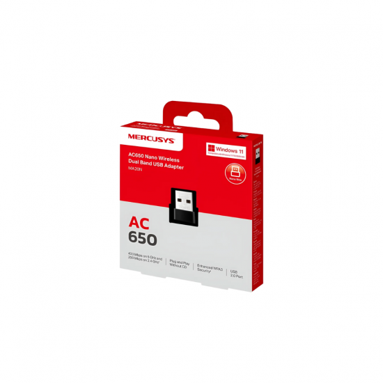 ADAPTADOR WIRELESS MINI USB AC650 MA20N NANO MERCUSYS