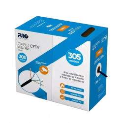 CABO DE REDE COBREADO AZUL PROELETRONIC 4P 8 FIOS CFTV CAIXA 305M