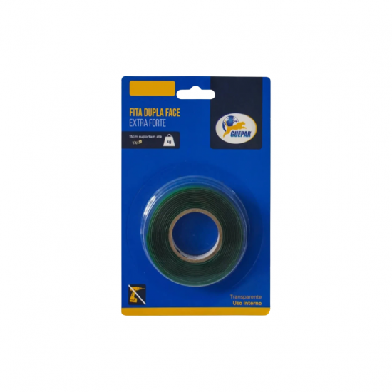 FITA ADESIVA DUPLA FACE EXTRA FORTE GUEPAR 19MMX2M 15CM 800G