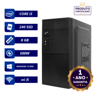 CPU INTEL CORE I5 3.1GHz 8GB 240GB SSD FONTE 500W C/WIFI WINDOWS 10 PRO ORIGINAL