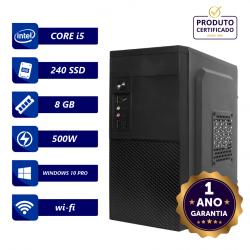 CPU INTEL CORE I5 3.1GHz 8GB 240GB SSD FONTE 500W C/WIFI WINDOWS 10 PRO ORIGINAL