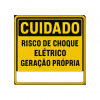 PLACA CUIDADO RISCO DE CHOQUE ELETRICO 20X15cm SOLAR