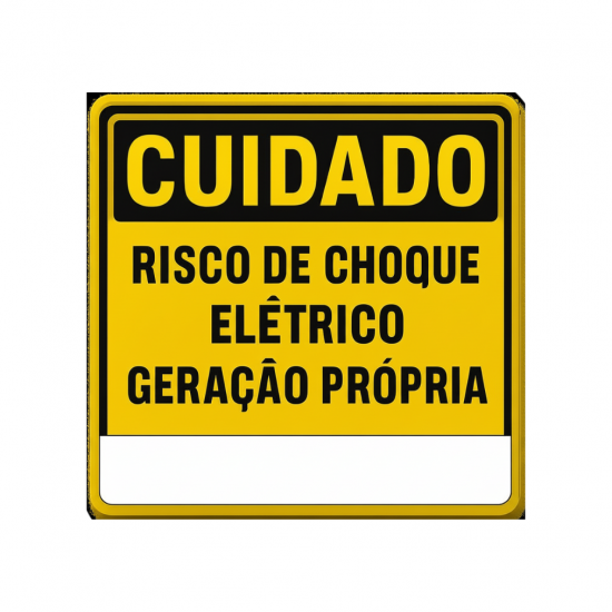 PLACA CUIDADO RISCO DE CHOQUE ELETRICO 20X15cm SOLAR
