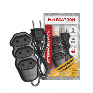 EXTENSAO 3M MEGATRON 2P/10A PRETA