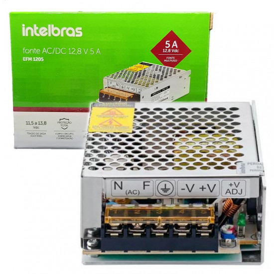 FONTE DE ALIMENTAÇÃO 12,8V 5A INTELBRAS AUT AC/DC EFM 1205 4820015 FONTE DE ALIMENTAÇÃO 12,8V 5A INTELBRAS AUT AC/DC EFM 1205 4820015