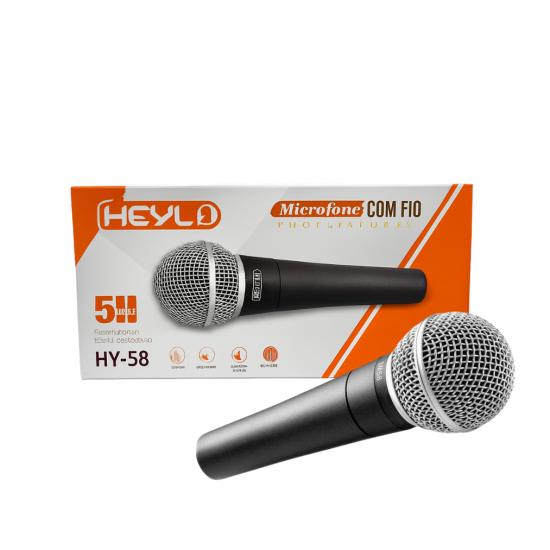 MICROFONE COM FIO HEYLI HY-58 VOCAL PRETO