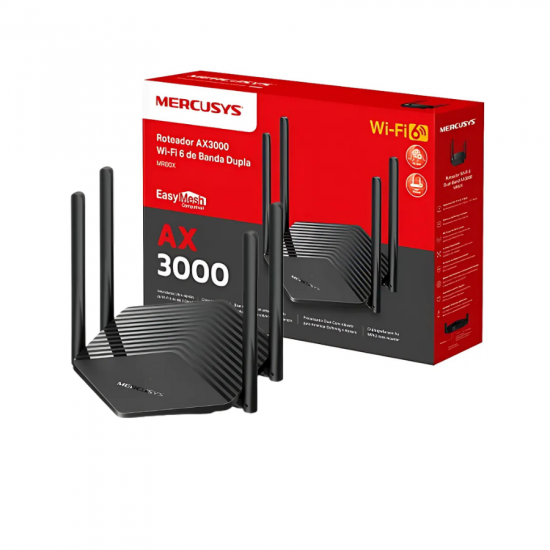 ROTEADOR 4 ANTENAS AX3000 MERCUSYS WIFI 6 MR80X