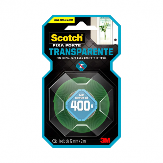 FITA ADESIVA DUPLA FACE TRANSPARENTE SCOTCH 12MMX2M 3M ATE 400G