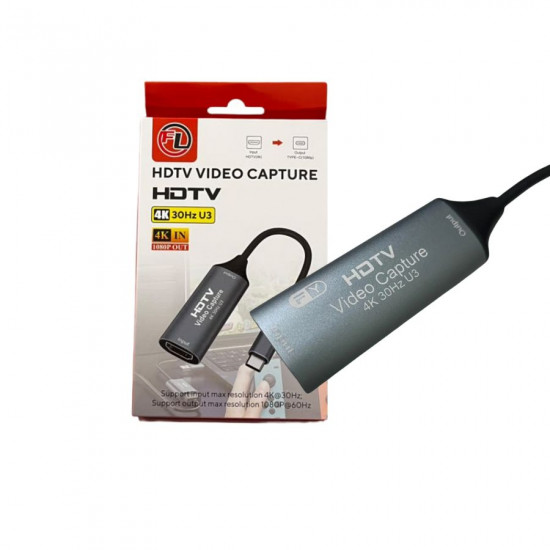 ADAPTADOR CAPTURA VIDEO HDTV 4K 30HZ U3 HDMI USBC